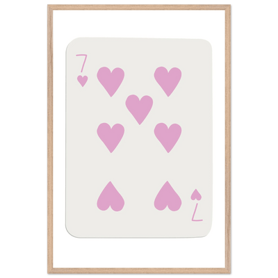 Charming Seven of Hearts Poker Card Print - Mounted Framed Poster Art with Eco-Friendly Wood Frame - Vibrantwalls