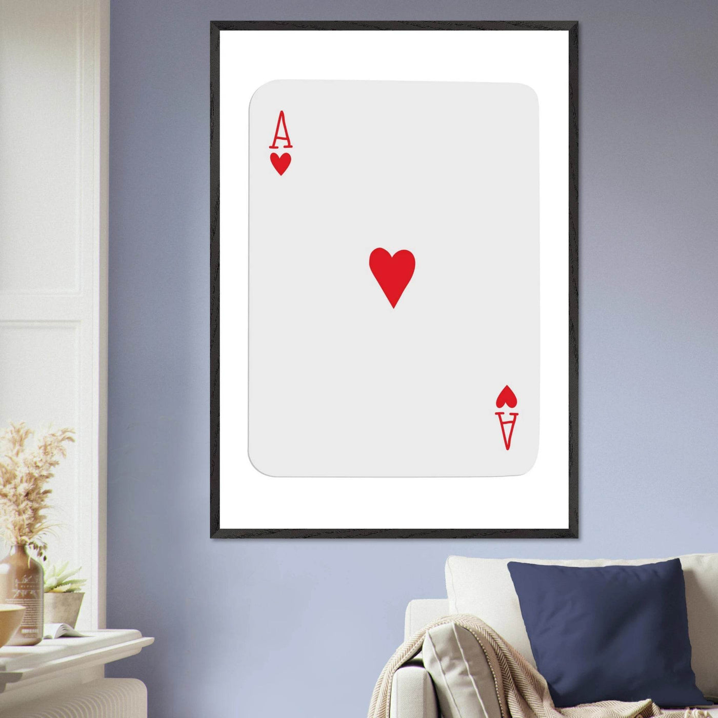 Ace of Hearts Poker Card Print - Framed Wall Art, Eco-Friendly Wood Frame in Your Choice of Style - Vibrantwalls