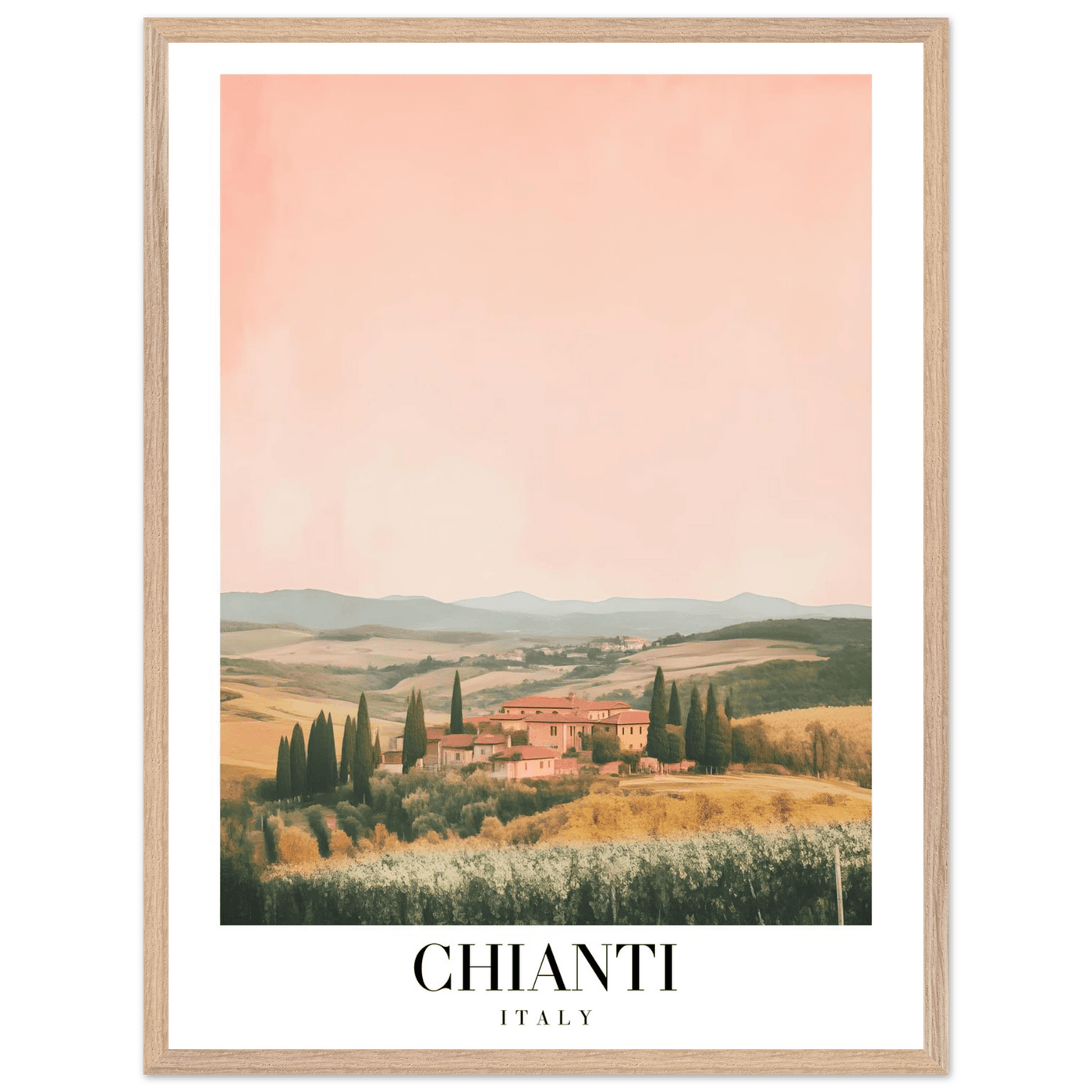 Chianti, Italy Framed Poster – Vintage Tuscan Countryside Wall Art with Customizable Wooden Frame - Vibrantwalls