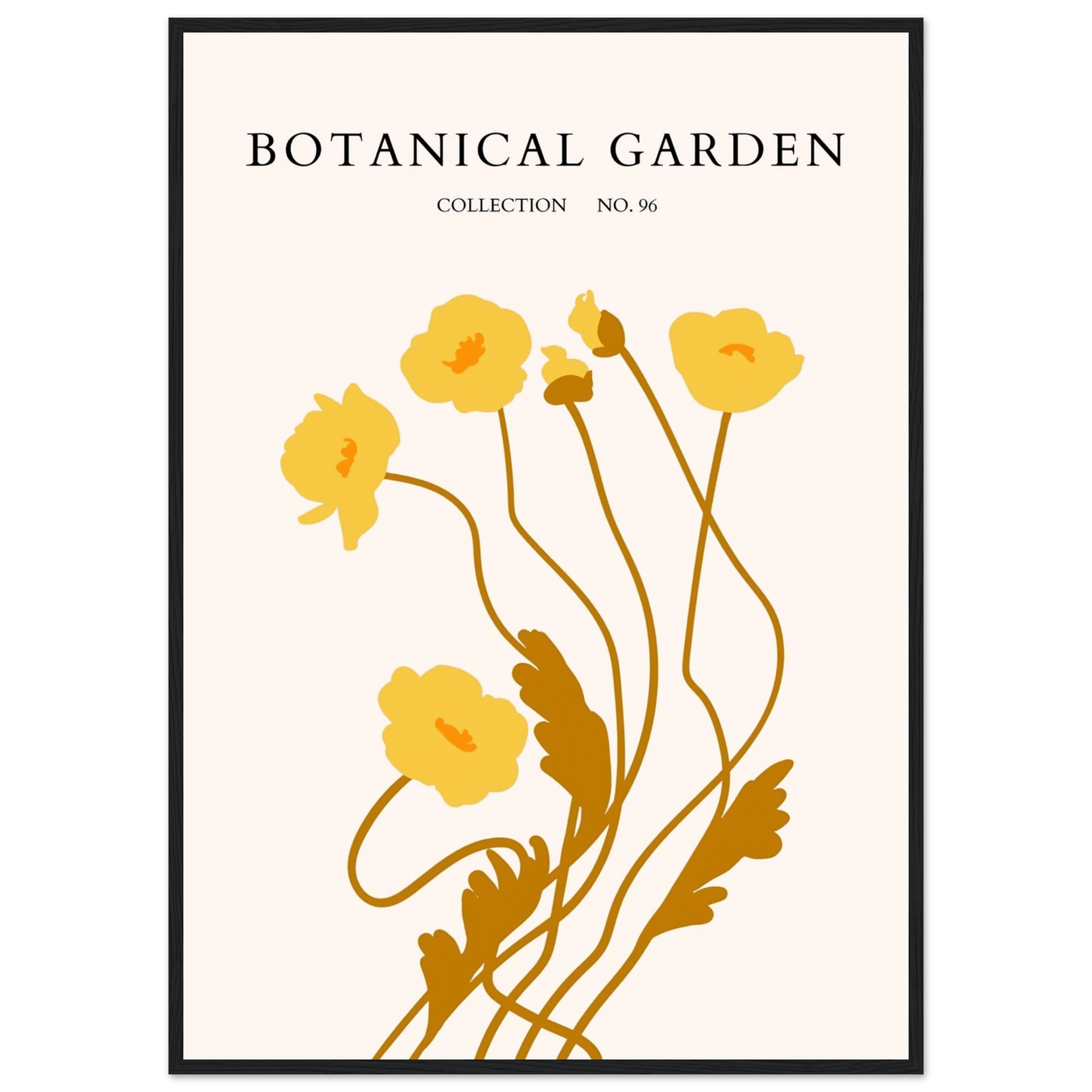 Botanical Garden Framed Art Print – Golden Poppies Abstract Wall Decor | Ready-to-Hang Nature Collection - Vibrantwalls