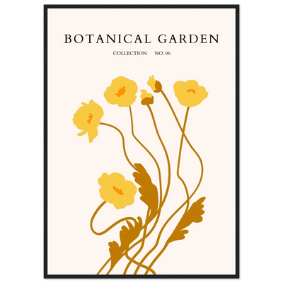 Botanical Garden Framed Art Print – Golden Poppies Abstract Wall Decor | Ready-to-Hang Nature Collection - Vibrantwalls