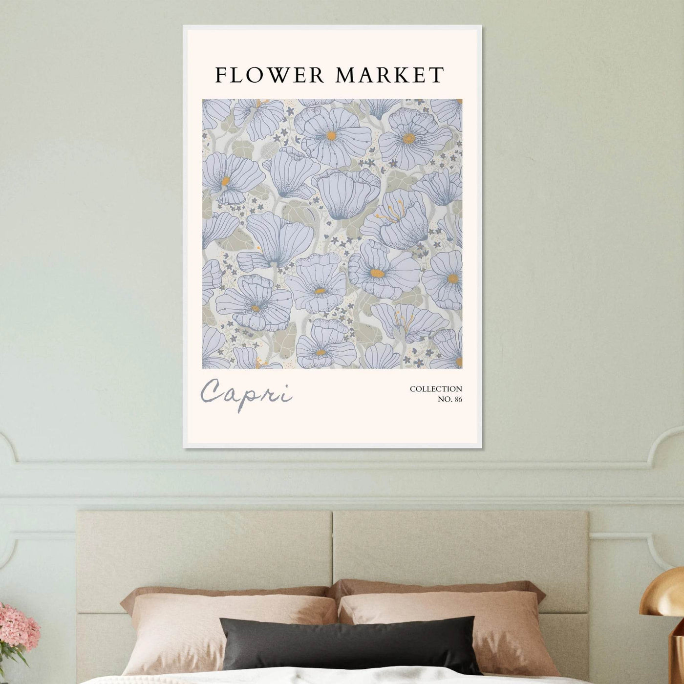 Capri Flower Market Framed Poster – Serene Floral Art Print in Cool Tones | Ready-to-Hang Wall Decor - Vibrantwalls