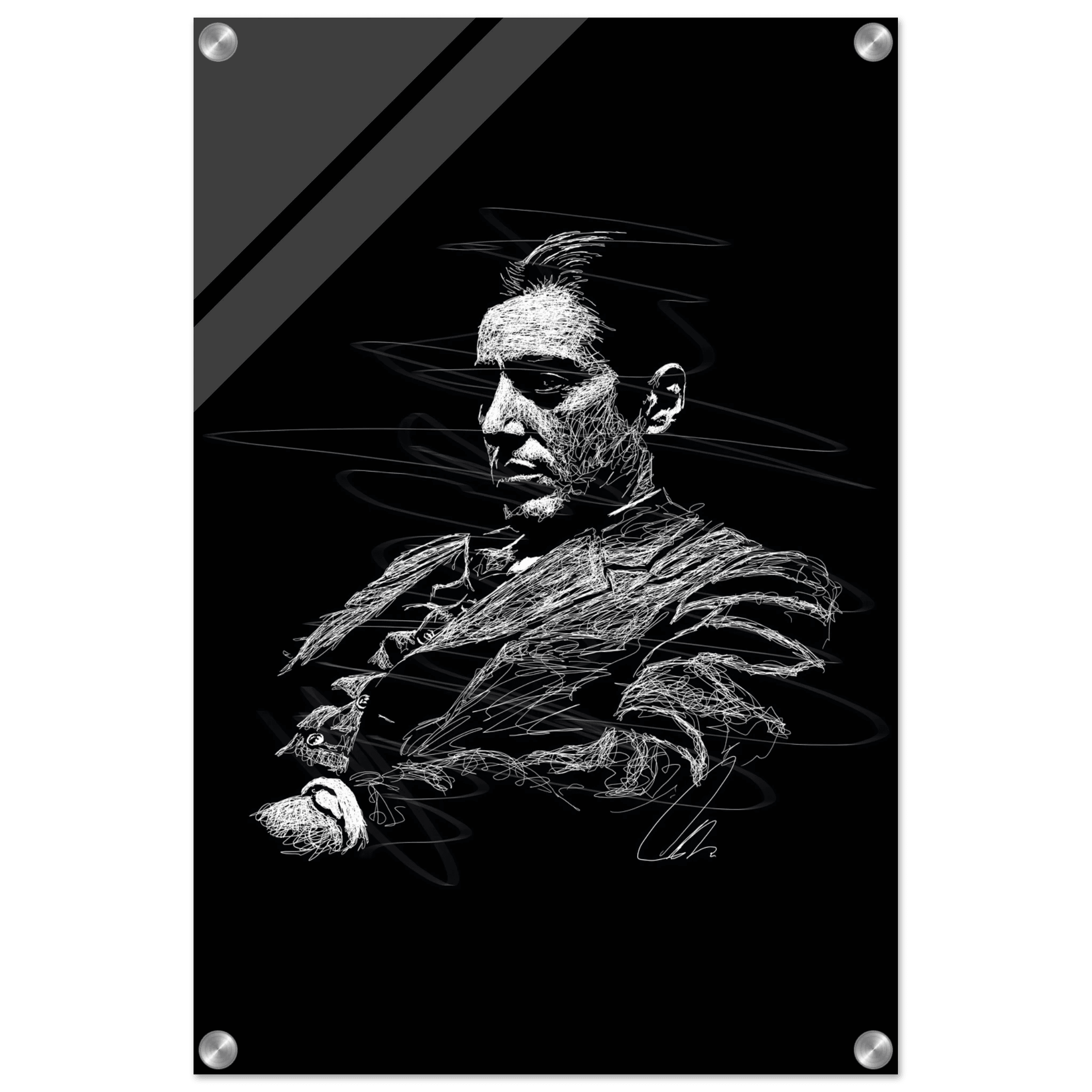 Al Pacino Scarface Sketch Art Acrylic Print – Iconic, Dynamic, Black & White Wall Decor - Vibrantwalls