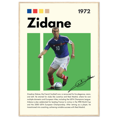 Zinedine Zidane Football Legend Framed French Poster 70x100 cm 28x40″ Wood frame Vibrantwalls