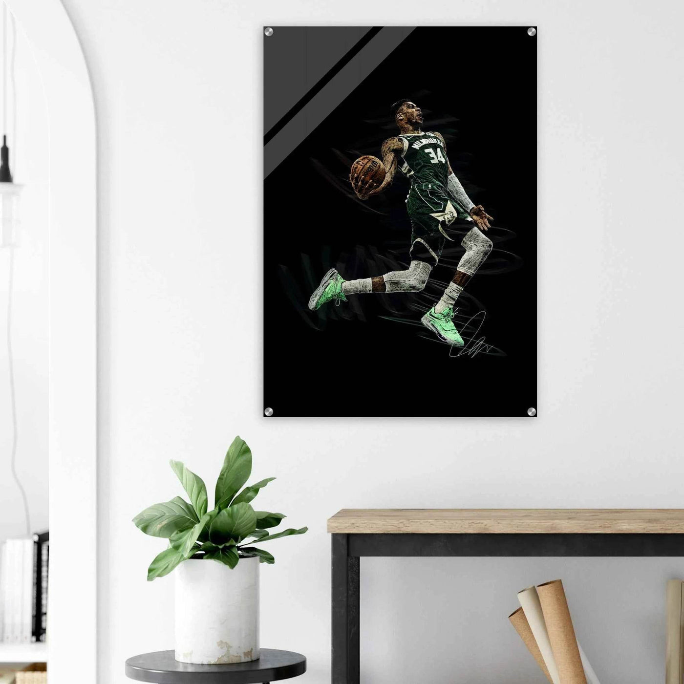 Giannis Antetokounmpo Milwaukee Bucks Acrylic Print – Dynamic NBA Art for Modern Spaces - Vibrantwalls
