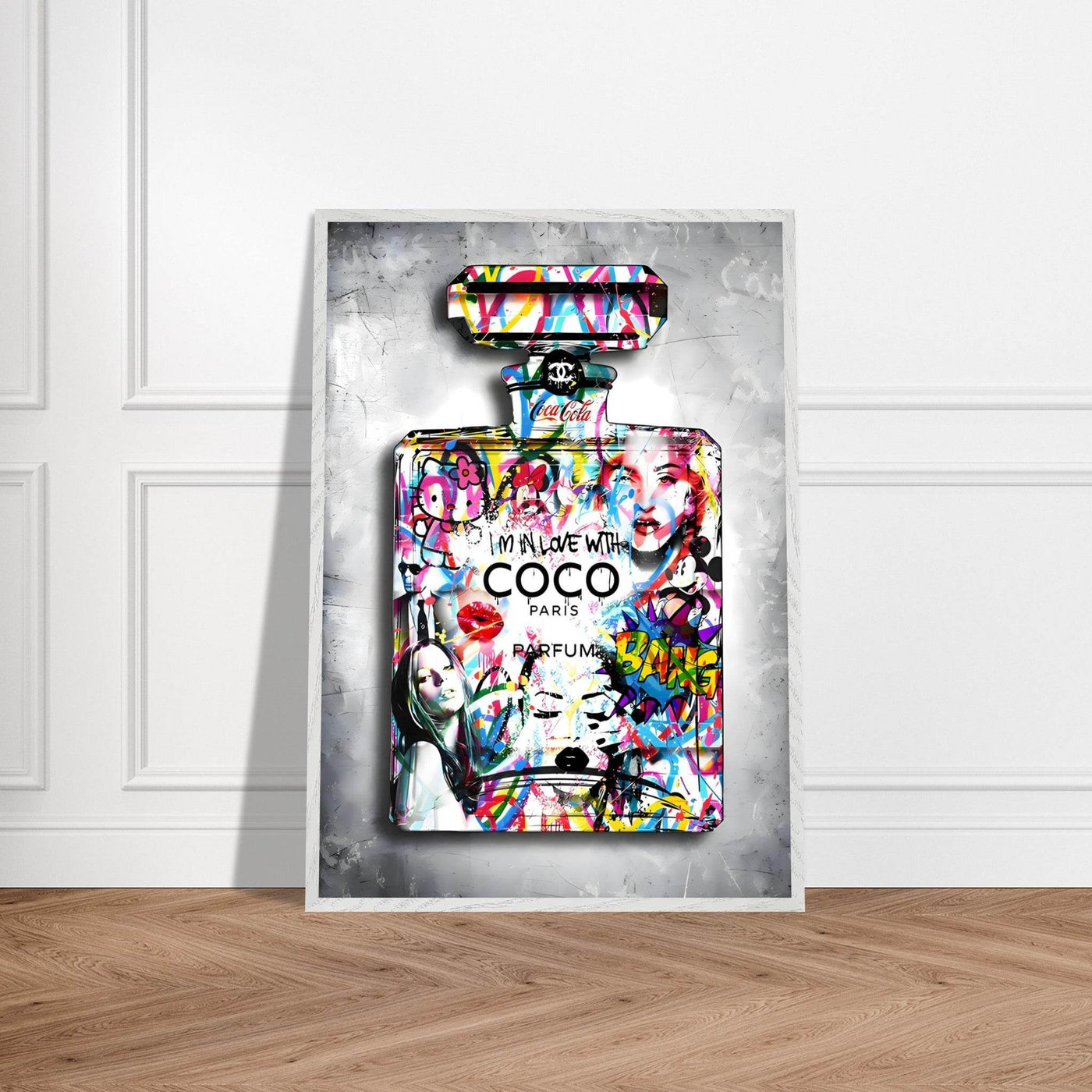 Vibrant Pop Art Chanel Perfume Bottle Print - Graffiti Chic Wall Decor for Fashion Lovers - Vibrantwalls
