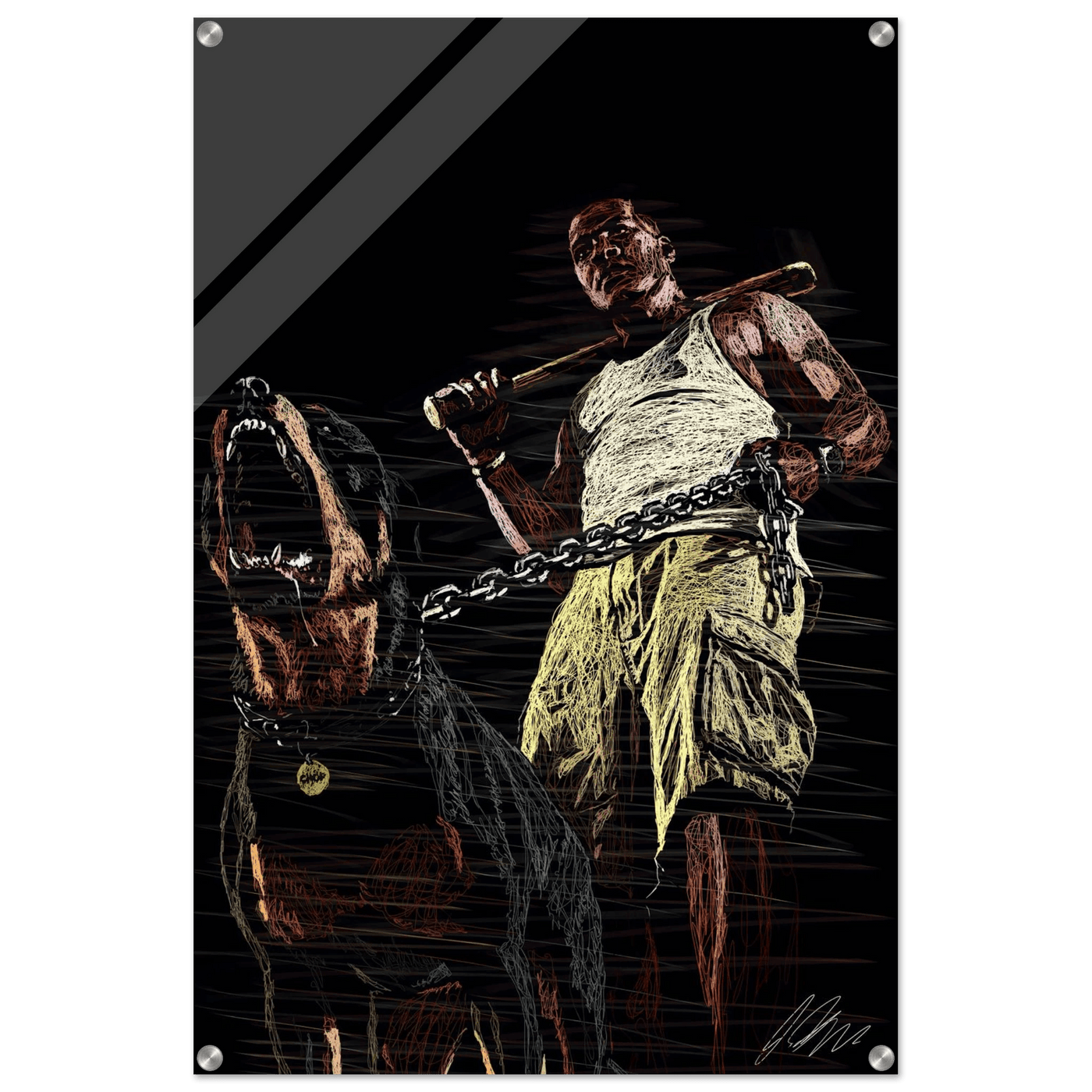 Connor McGregor & Rottweiler Sketch Acrylic Print – Dynamic, Modern, Conversation-Starting Wall Art - Vibrantwalls