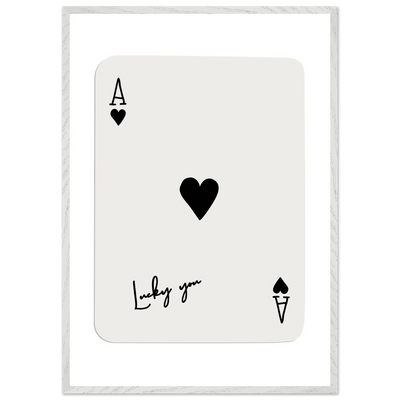 Lucky Ace of Hearts Framed Poster Art - Playful Poker Card Print in Eco-Friendly Wood Frame - Vibrantwalls