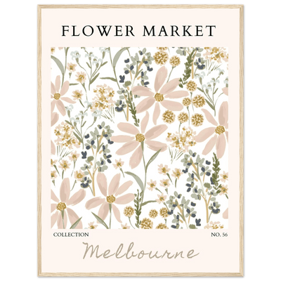 Flower Market Melbourne Framed Poster – Blush Floral & Sage Green Art Print | Ready-to-Hang Wall Decor - Vibrantwalls