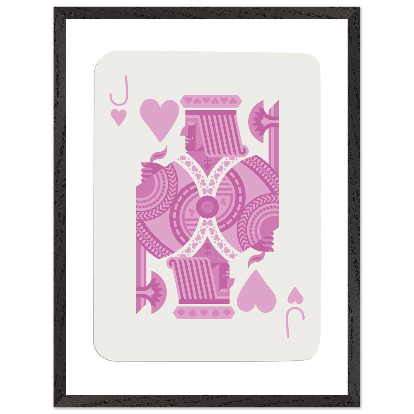 Jack of Hearts Poker Card Print - Eclectic Pink Framed Art - Eco-Friendly Wood Frame, Ready-to-Hang Decor - Vibrantwalls