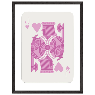 Jack of Hearts Poker Card Print - Eclectic Pink Framed Art - Eco-Friendly Wood Frame, Ready-to-Hang Decor - Vibrantwalls
