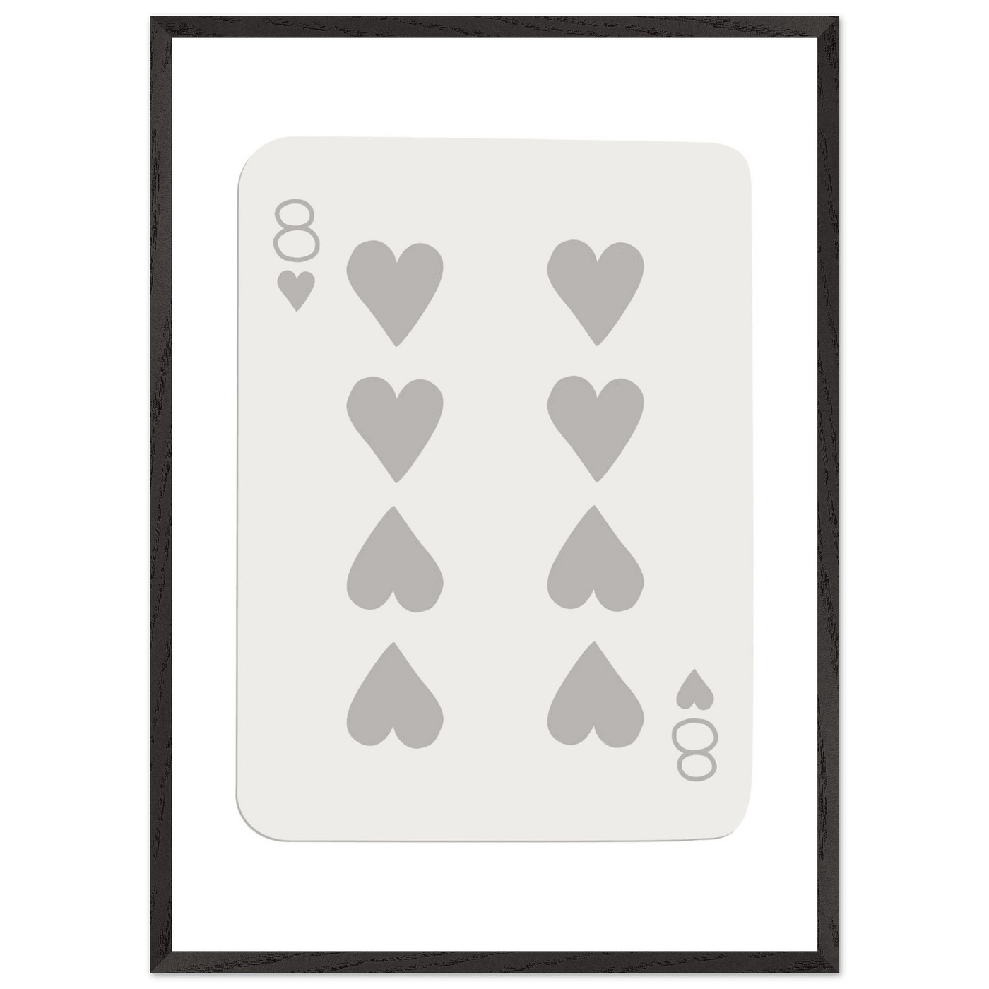 Minimalist Eight of Hearts Poker Card Print - Mounted Framed Eco-Friendly Wood Art - Vibrantwalls