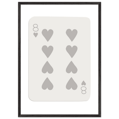 Minimalist Eight of Hearts Poker Card Print - Mounted Framed Eco-Friendly Wood Art - Vibrantwalls
