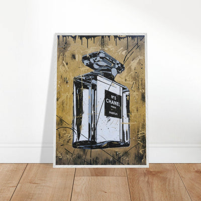 Abstract Chanel N°5 Art Print - Luxury Perfume Wall Art in Premium Mounted Frame - Vibrantwalls