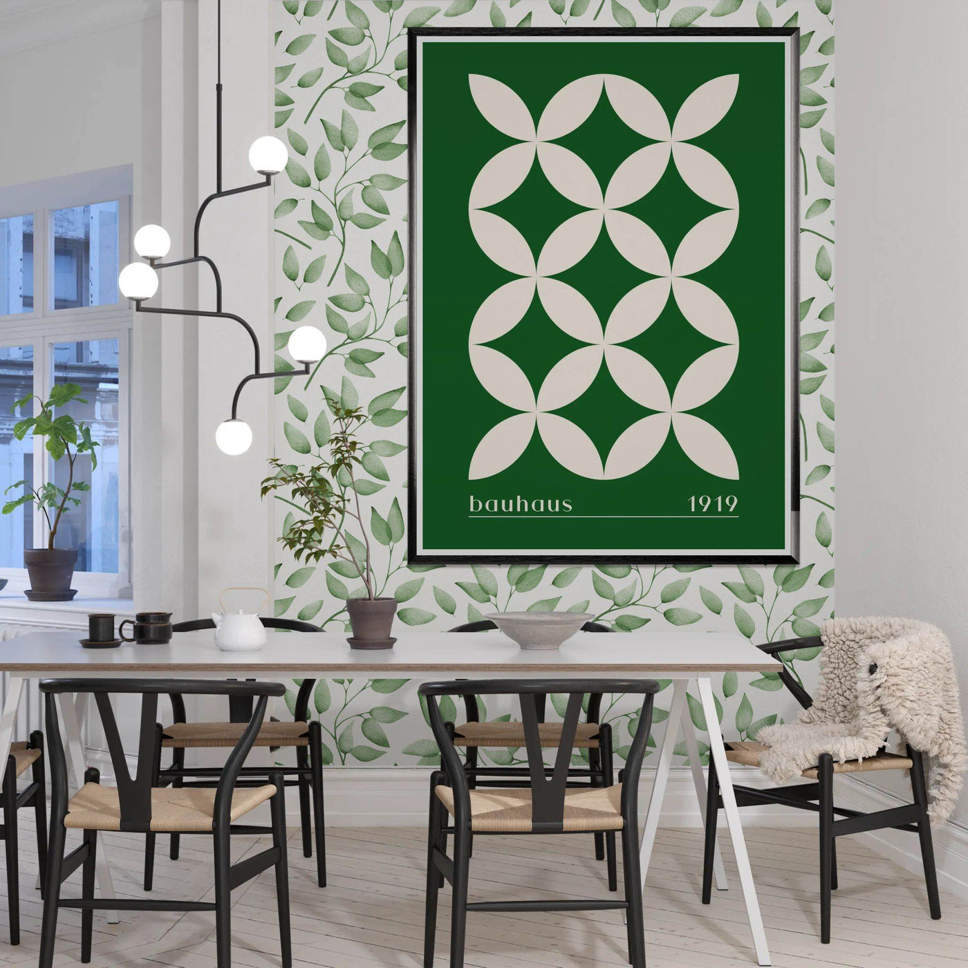 Bauhaus 1919 Green & Beige - Vibrantwalls