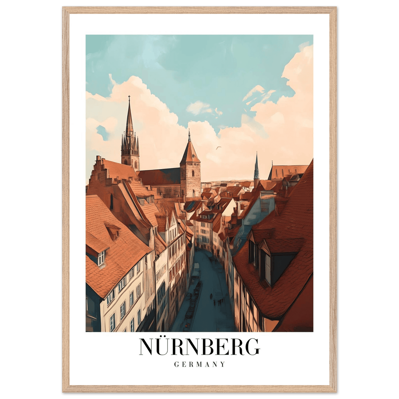 Nürnberg Germany Framed Poster – Vintage Travel Wall Art with Wooden Frame - Vibrantwalls