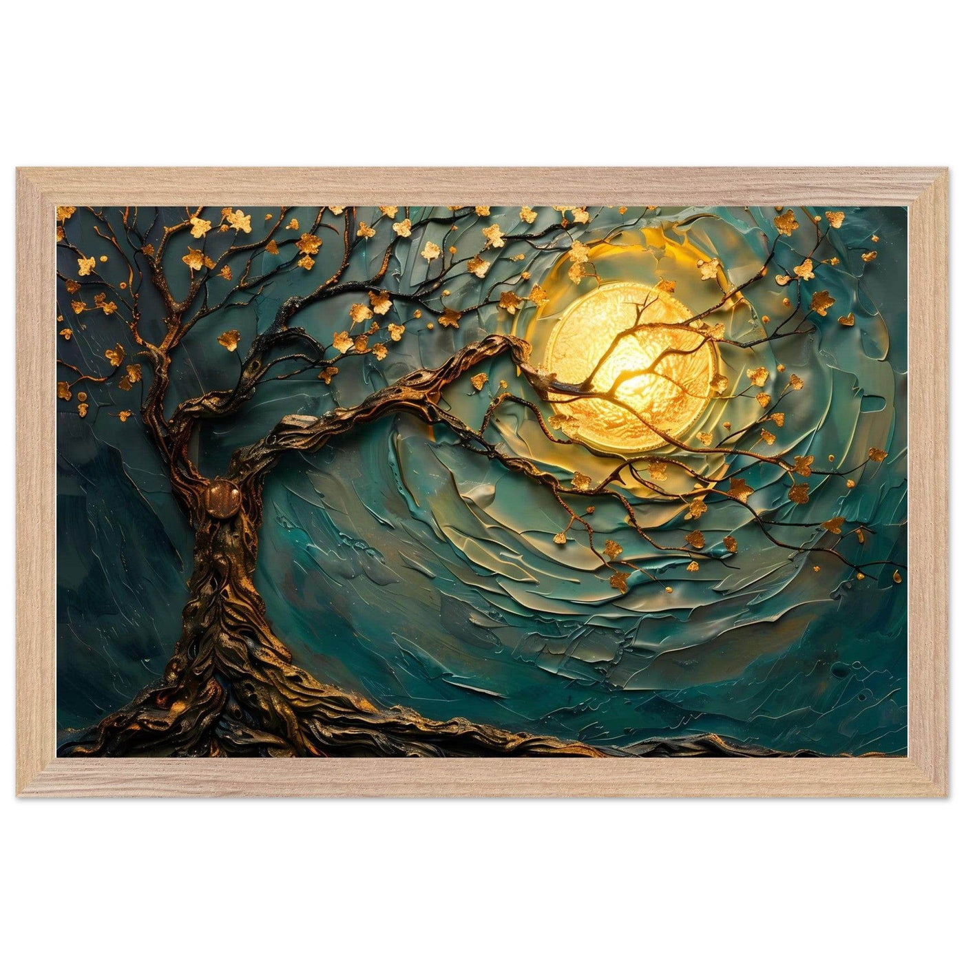 Teal Gold Tree of Life Pendant - Elegance in Nature's Design - Vibrantwalls