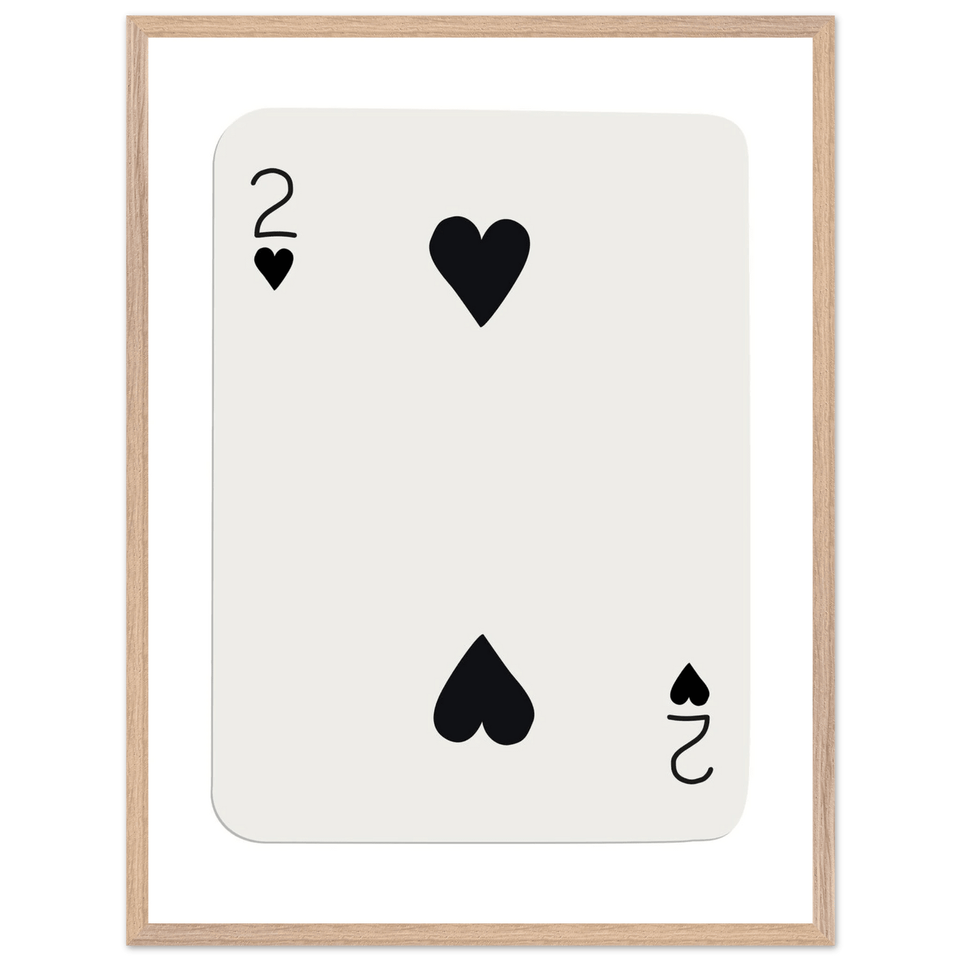 Minimalist Two of Hearts Poker Card Art Print - Framed Eco-Friendly Wooden Poster - Vibrantwalls