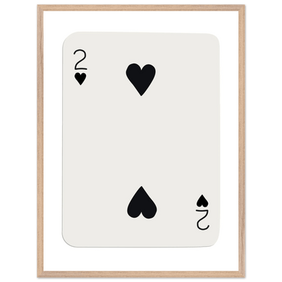 Minimalist Two of Hearts Poker Card Art Print - Framed Eco-Friendly Wooden Poster - Vibrantwalls