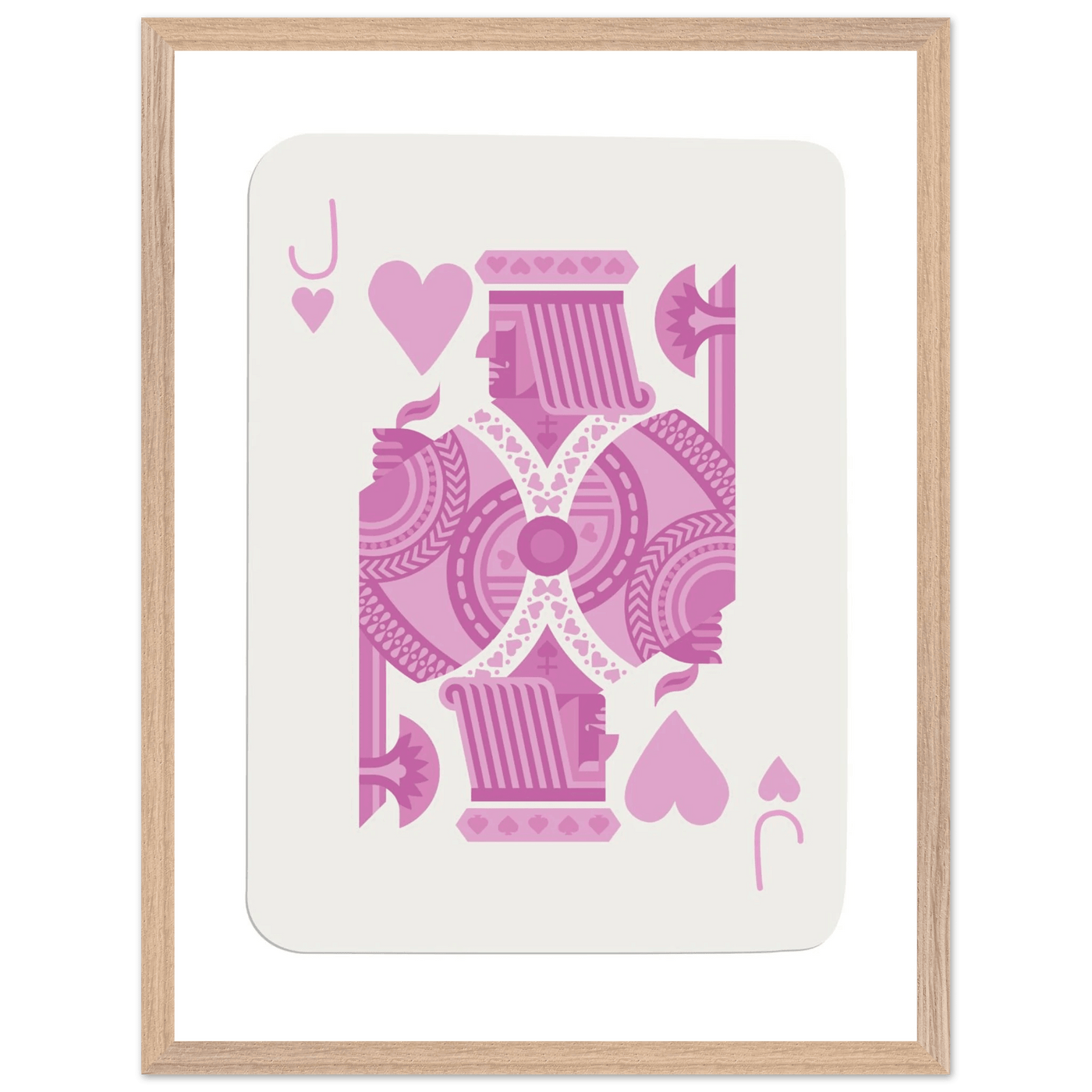 Jack of Hearts Poker Card Print - Eclectic Pink Framed Art - Eco-Friendly Wood Frame, Ready-to-Hang Decor - Vibrantwalls