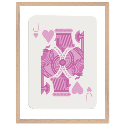 Jack of Hearts Poker Card Print - Eclectic Pink Framed Art - Eco-Friendly Wood Frame, Ready-to-Hang Decor - Vibrantwalls