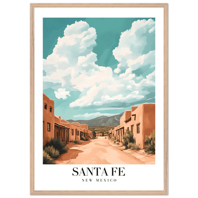 Santa Fe New Mexico Framed Poster – Vintage Southwest Wall Art with Wooden Frame - Vibrantwalls