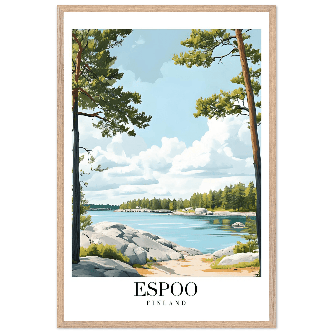 Espoo Finland Framed Poster – Serene Nordic Landscape Wall Art with Wooden Frame - Vibrantwalls