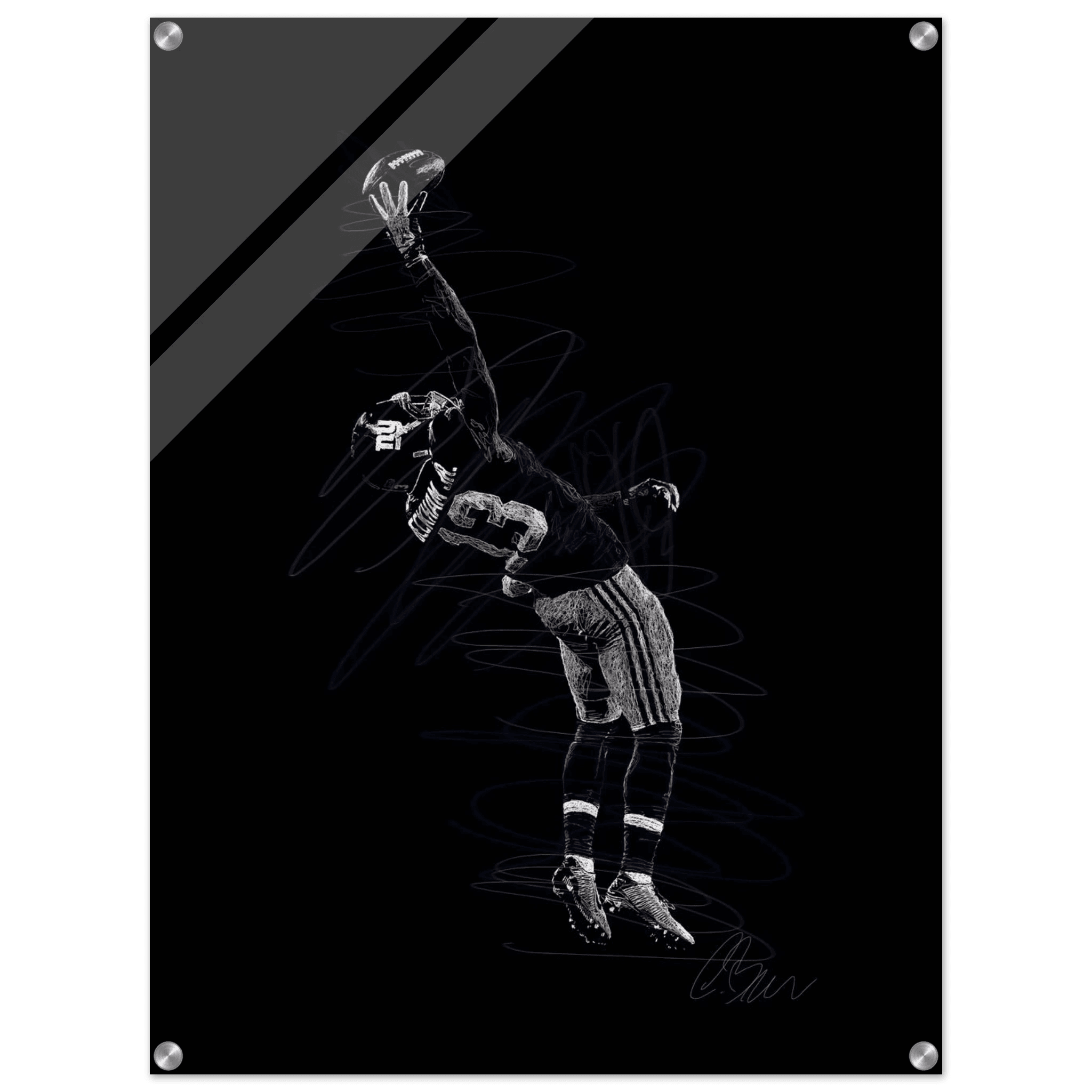 Dynamic Football Player Acrylic Print – Modern Sport Art, Vibrant & Durable Wall Decor in Multiple Sizes - Vibrantwalls