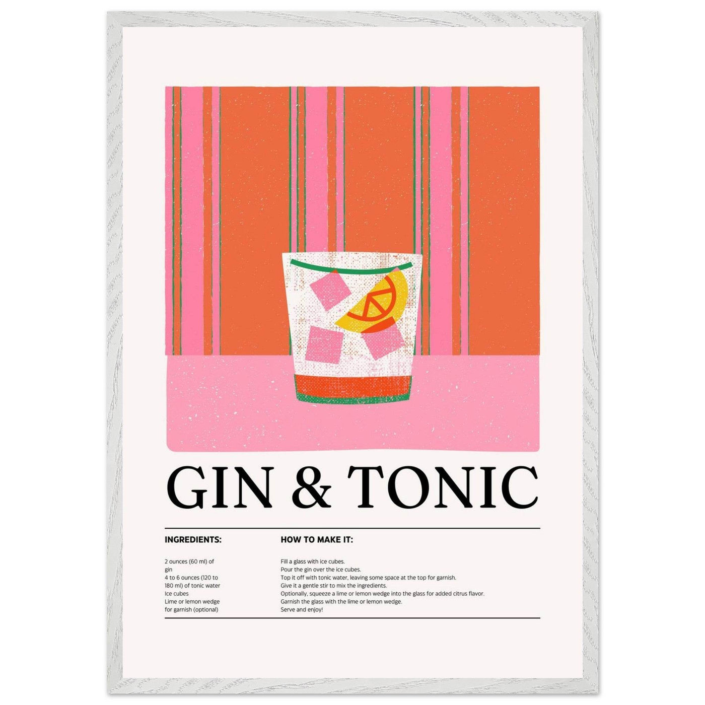 Gin Tonic Cocktail Recipe Minimalist Design Print - Vibrantwalls