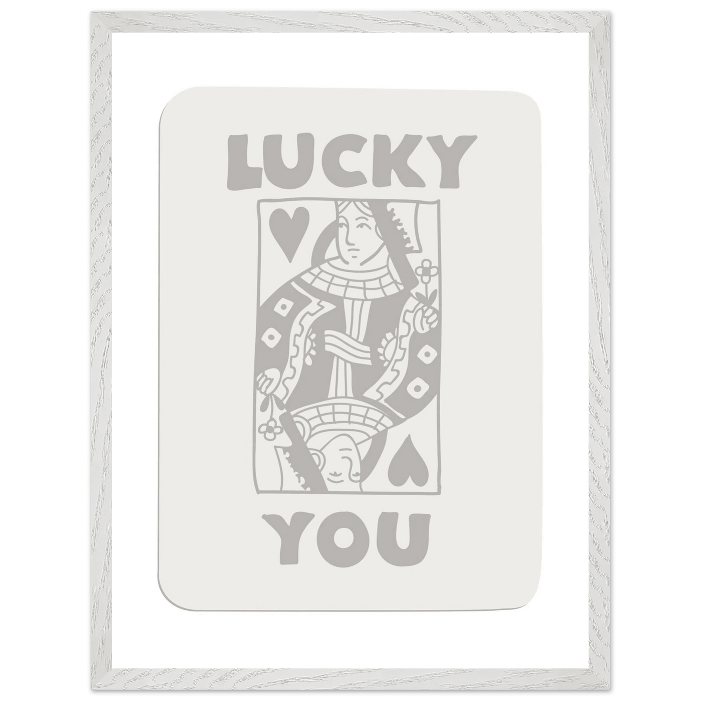 Lucky You Poker Queen of Hearts Framed Art - Modern Card Game Print, Eco-Friendly Wood Frame - Vibrantwalls