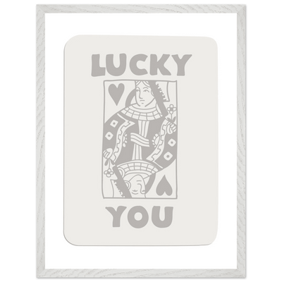 Lucky You Poker Queen of Hearts Framed Art - Modern Card Game Print, Eco-Friendly Wood Frame - Vibrantwalls