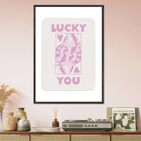 Lucky You Queen of Hearts Custom Playing Cards Framed Poster Wall Art - Vibrantwalls