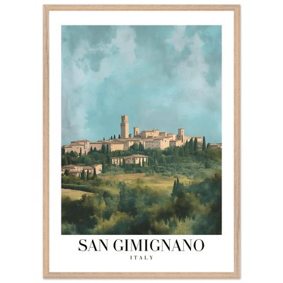 San Gimignano Italy Framed Poster – Vintage Tuscan Countryside Wall Art with Wooden Frame - Vibrantwalls