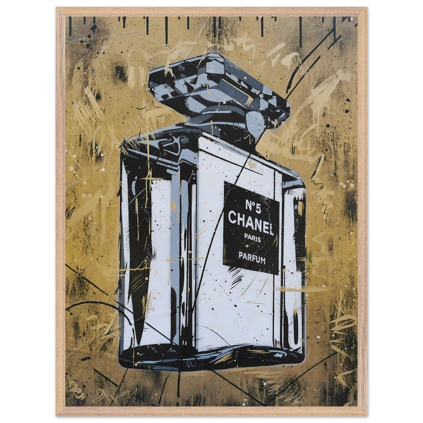 Abstract Chanel N°5 Art Print - Luxury Perfume Wall Art in Premium Mounted Frame - Vibrantwalls