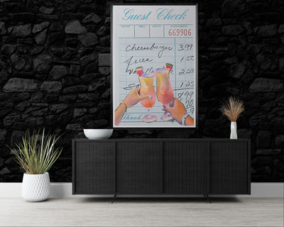 Retro Diner Cocktail "Guest Check" Vibrantwalls