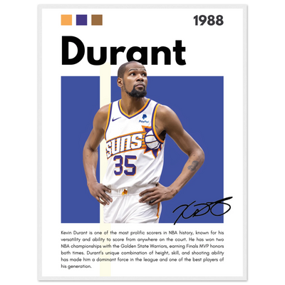 Kevin Durant Slim Reaper Suns Framed Poster 60x80 cm 24x32″ White frame Vibrantwalls
