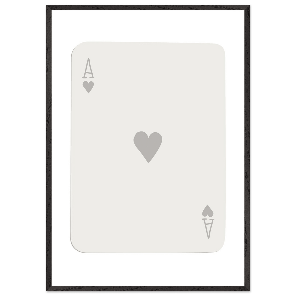 Minimalist Ace of Hearts Poker Card Art - Eco-Friendly Framed Poster Print in Various Sizes & Frame Finishes - Vibrantwalls