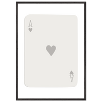 Minimalist Ace of Hearts Poker Card Art - Eco-Friendly Framed Poster Print in Various Sizes & Frame Finishes - Vibrantwalls