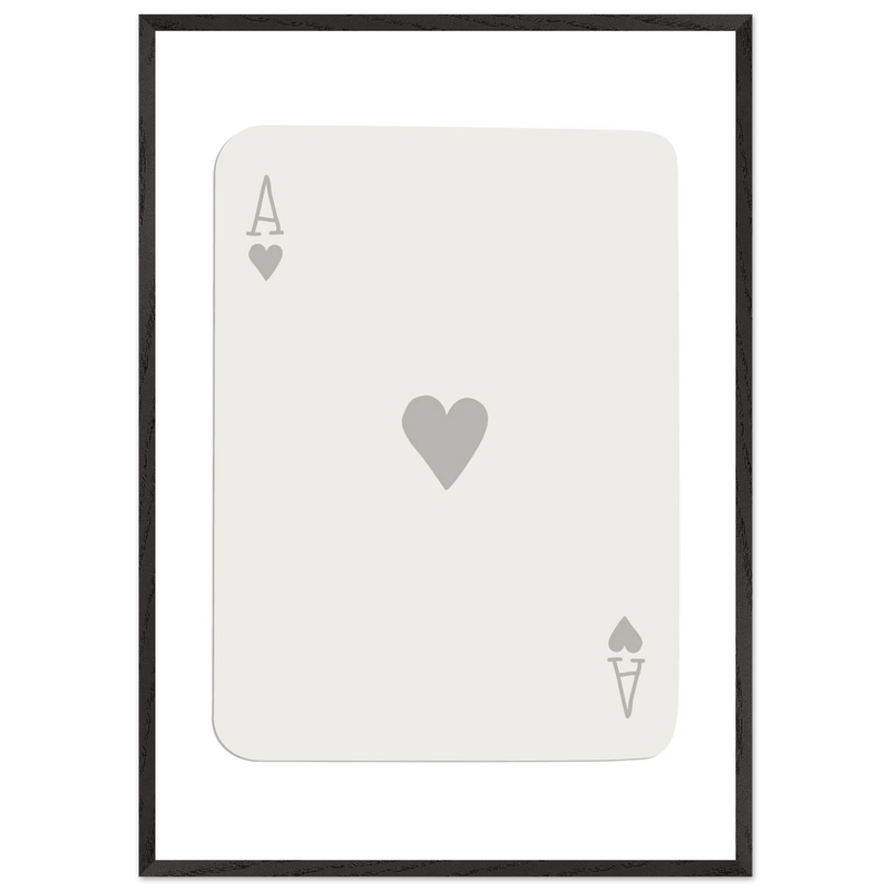 Minimalist Ace of Hearts Poker Card Art - Eco-Friendly Framed Poster Print in Various Sizes & Frame Finishes - Vibrantwalls