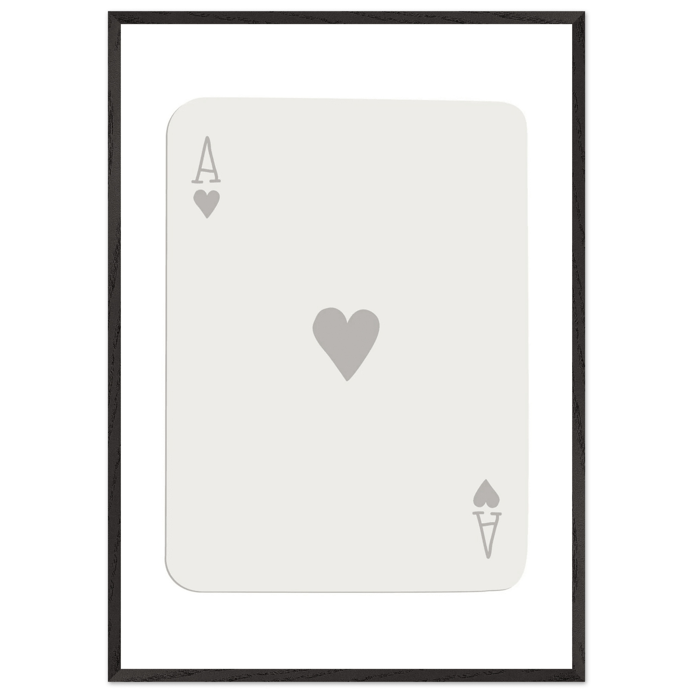 Minimalist Ace of Hearts Poker Card Art - Eco-Friendly Framed Poster Print in Various Sizes & Frame Finishes - Vibrantwalls