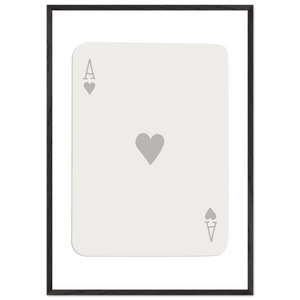 Minimalist Ace of Hearts Poker Card Art - Eco-Friendly Framed Poster Print in Various Sizes & Frame Finishes - Vibrantwalls