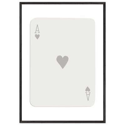 Minimalist Ace of Hearts Poker Card Art - Eco-Friendly Framed Poster Print in Various Sizes & Frame Finishes - Vibrantwalls