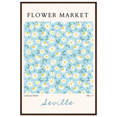 Charming Daisy Field Framed Poster – Pastel Blue & White Floral Art Print | Ready-to-Hang Wall Decor - Vibrantwalls