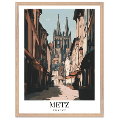 Metz France Framed Poster – Vintage European Cityscape Wall Art with Customizable Wooden Frame - Vibrantwalls
