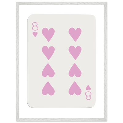 Minimalist Eight of Hearts Poker Card Print - Mounted Framed Art in Eco-Friendly Wood Frame - Vibrantwalls