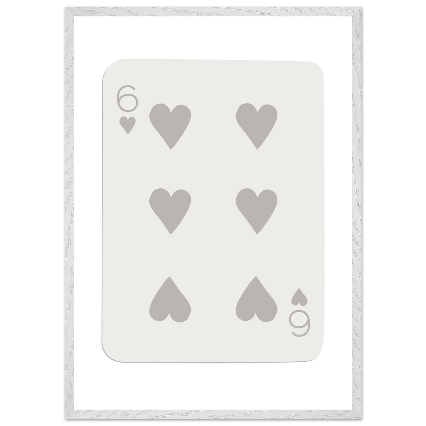 Minimalist Six of Hearts Card Print - Framed Poster Art with Eco-Friendly Wood Frame - Perfect for Modern Decor - Vibrantwalls