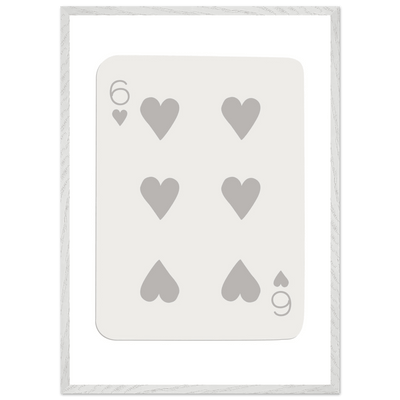 Minimalist Six of Hearts Card Print - Framed Poster Art with Eco-Friendly Wood Frame - Perfect for Modern Decor - Vibrantwalls