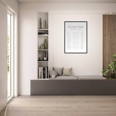 I Love You in 20 Languages - Mounted Framed Art Print, Eco-Friendly Wood Frame in Your Choice of Style - Vibrantwalls