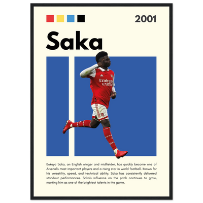 Bukayo Saka Arsenal Framed Poster – Modern Football Art Print for Gooners 50x70 cm 20x28″ Black frame Vibrantwalls