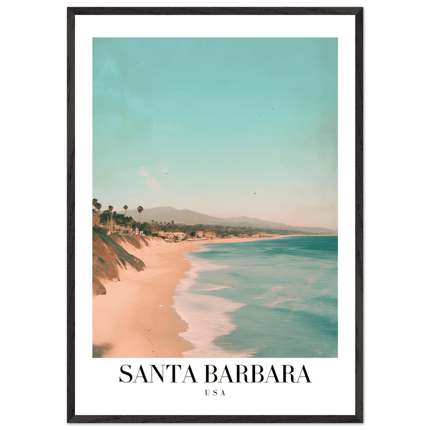 Santa Barbara USA Framed Poster – Pastel Beach Travel Wall Art in Your Choice of Frame - Vibrantwalls